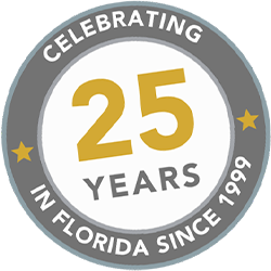 Celebrating 25 Years in florida since 1999 badge